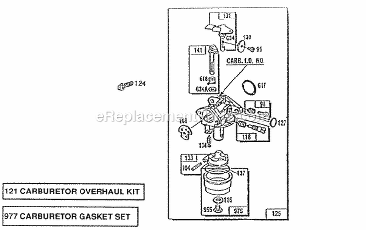 Carburetor Assembly Diagram and Parts List for 091702-0127-02  Briggs and Stratton Engine